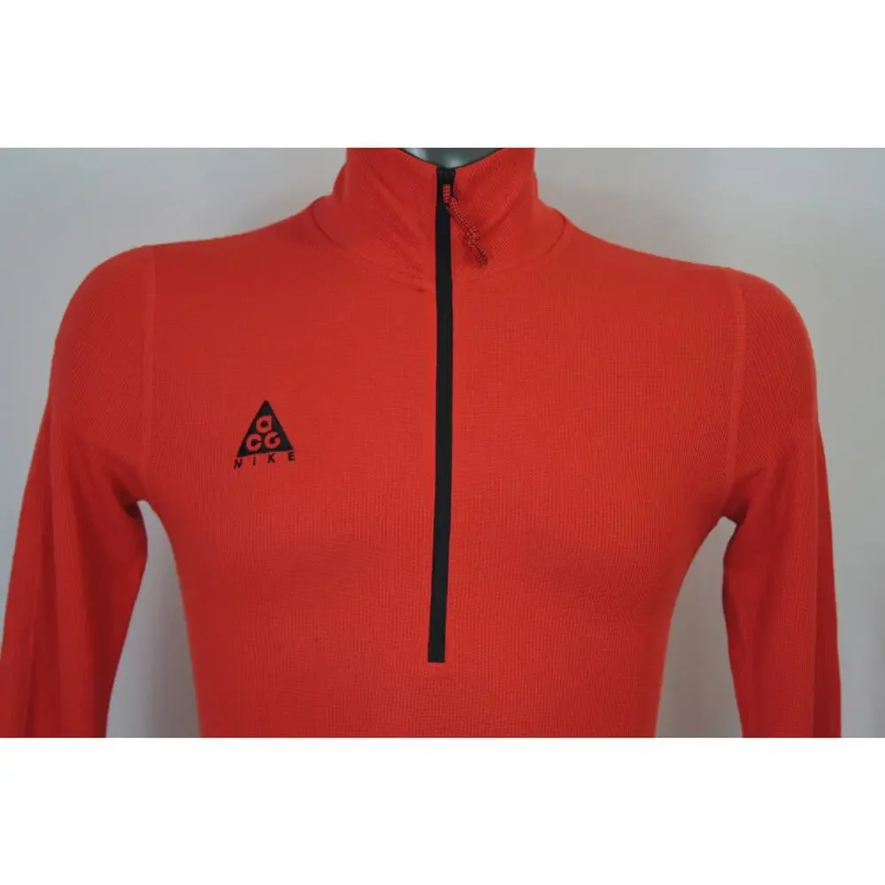 Vintage Nike ACG Waffle Knit Thermal Pullover Womens M Red Half Zip Outdoor